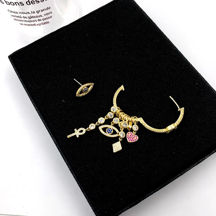 Big Design S925 Gold Needle Devil's Eye Heart Shape Lucky Symbol Earrings Big Brand Ladies Sweet Earrings Female Gift 200923