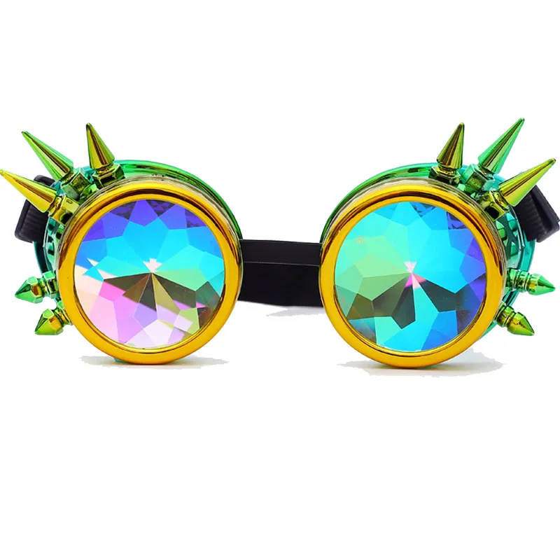 فلوراتا kaleidoscope نظارات ملونة مهرجان مهرجان EDM نظارات شمسية محدسة عدسة Steampunk Goggles192b