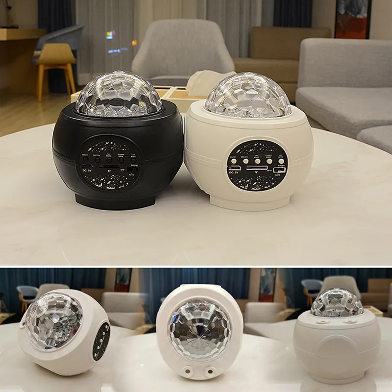 Galaxy Ocean Starry Sky Projector Licht Bluetooth Speaker Ondersteuning TF MP3 Muziekspeler Xmas Decoratie Kleurrijke Nachtlamp met Afstandsbediening Magic Ball