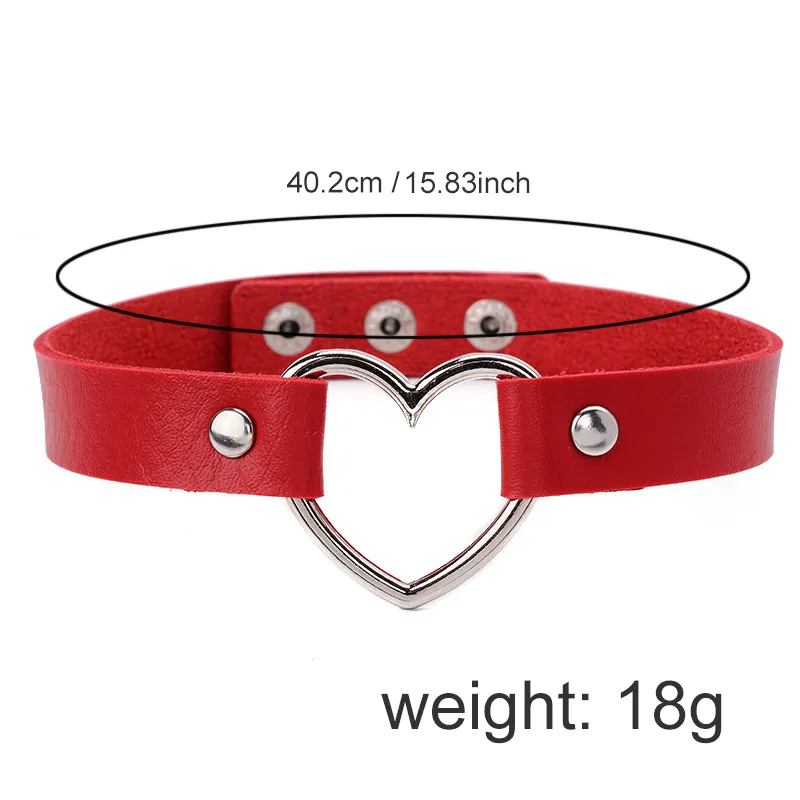 Women Lady Punk Goth Harajuku Grunge Pu Leather Rivet Heart Collar Choker Funky Torques Halsbandsmycken Jan881280J