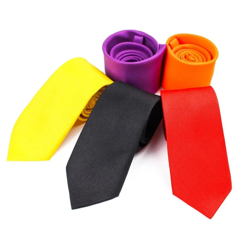 Neck Ties Linbaiway 8cm Wide Necktie Solid For Men Wedding Polyester Yellow Tie Man Business Bowtie Shirt Accessories Custom Logo12425