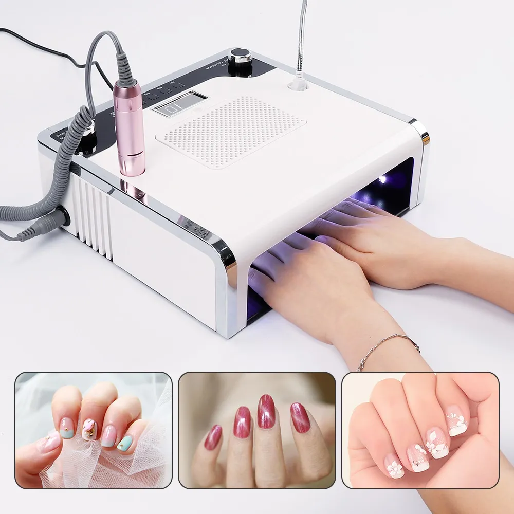 4IN1 Mult Nail Machine Пылесос Пылеуловитель с УФ-лампой для ногтей 30000 об/мин Насадка для маникюра Сверла Set5924860