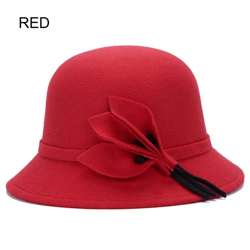 Chapéu fedora feminino chapéus de feltro vintage borla senhoras lã fedora chapéu balde chapéus 6 cores sombrero mujer 2020303w