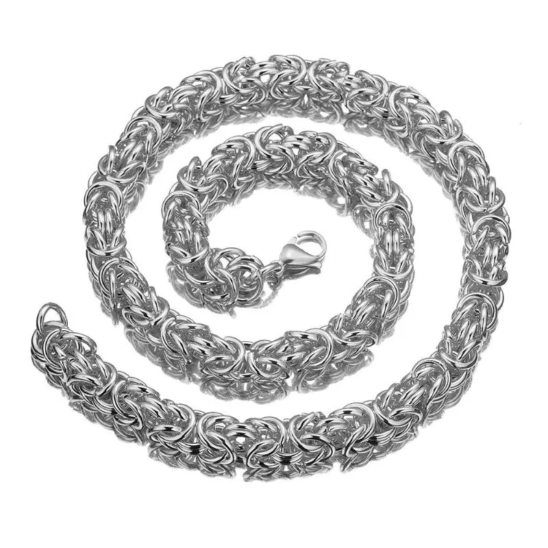 Новое поступление, огромная византийская цепочка ручной работы из нержавеющей стали 10 мм, мужское женское ожерелье, браслет, ювелирные изделия унисекс, 7-40 295B