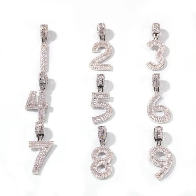 Pink Champagne Baguette Initialer Number Hip Hop Pendant Chain Baguette Letter Jewelry Men's Hip Hop Pendant Jewelry256n