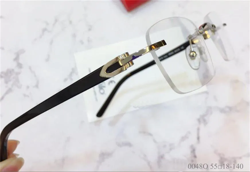 Fashion whole glasses frameless square optical glasses fashion elegant classic simple business style transparent lens 0048304s