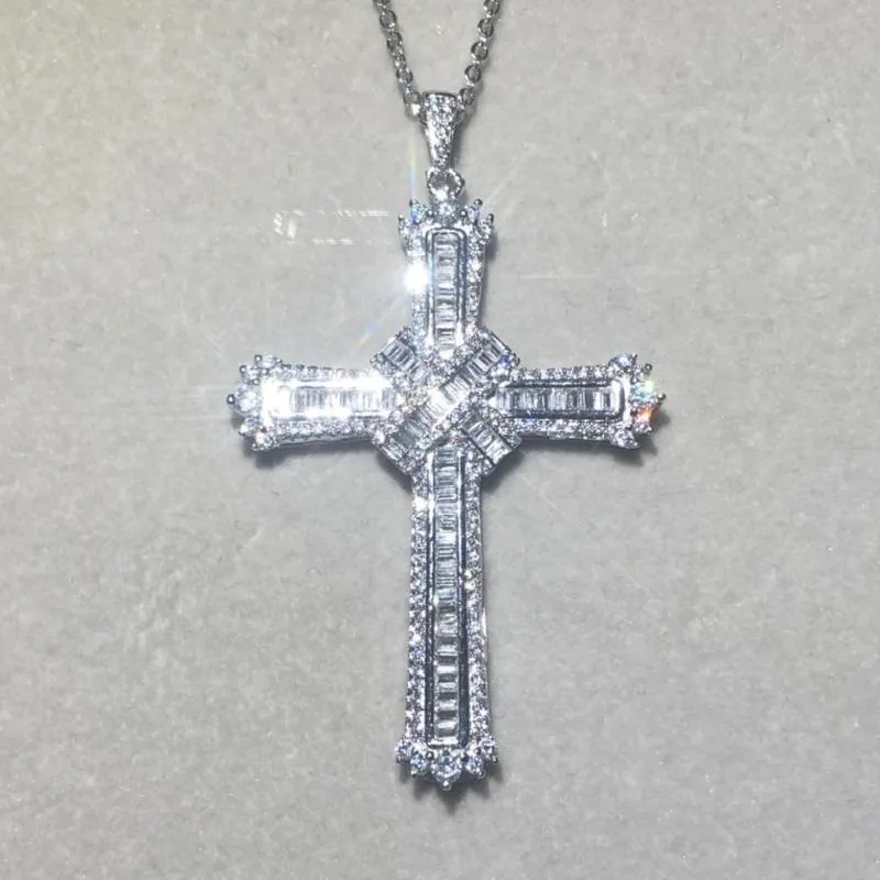 Original exquisito Biblia Jesús Cruz colgante collar mujeres hombres joyería de buenos de lujo crucifijo encanto diamante simulado 220W