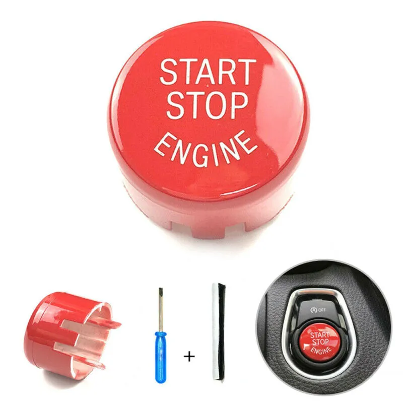 Capa do interruptor do botão de parada de partida do carro para F20 F30 F10 F01 F25 Durável Vermelho Start Stop Botão do interruptor do motor Cover1781306