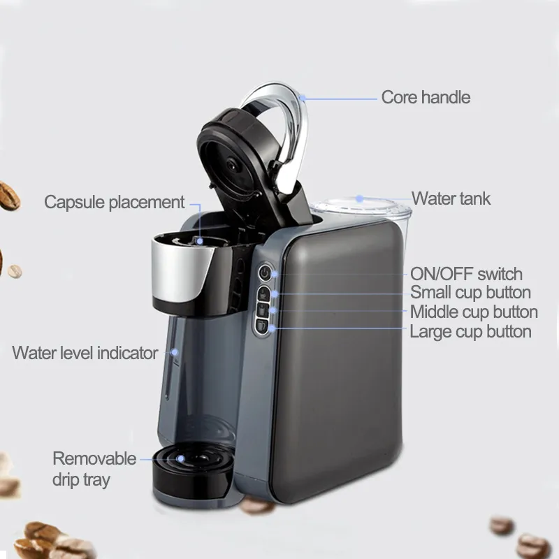 Hibrew Filter Coffee Machine K-Cup Brewer, KCUP Одноугольник Coffee Maker Capsule Machine Автоматический порошок