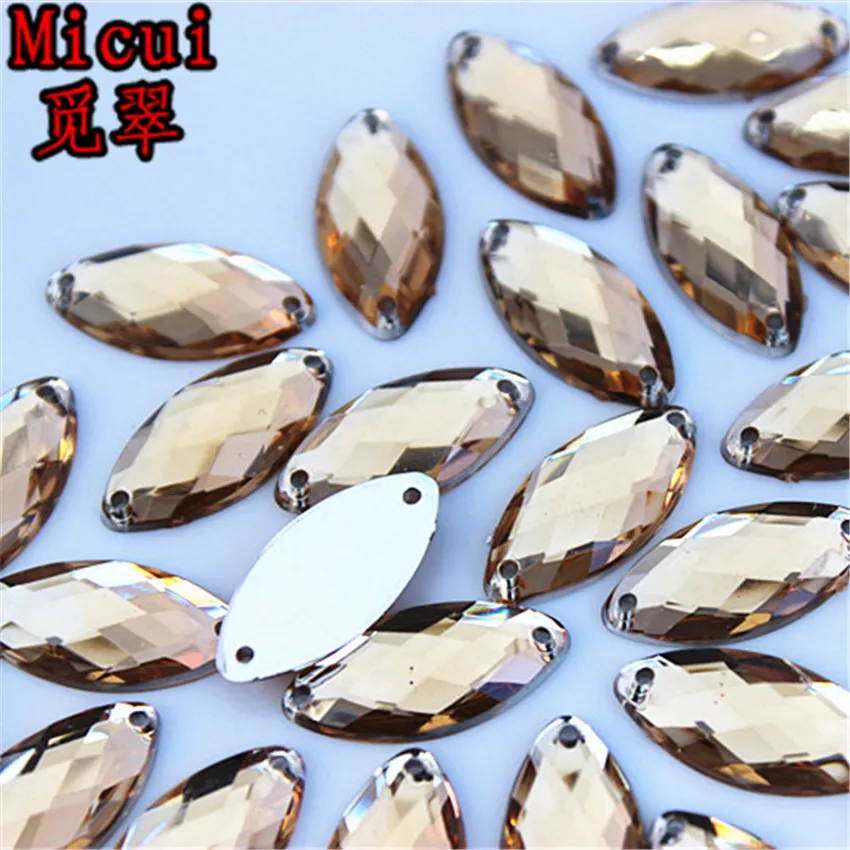 Micui 9 18mm Dikiş Kristalleri Düz Rhinestones Dikişli Akrilik Taş At Gözü Strass Kristal Kıyafetler Mücevherleri ZZ602239L