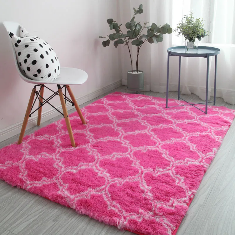 Modern Carpet for Living Room Large Shaggy Plush Soft Carpets and Rugs for Bedroom Anti Slip Floor Mat Kids Room White Grey291u