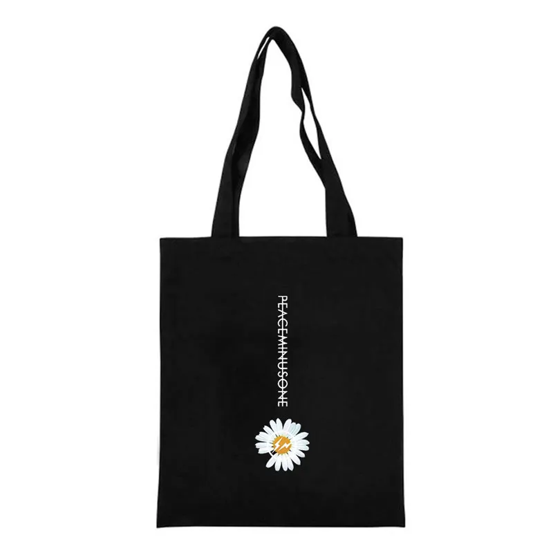 KPOP G-Dragon Daisy Impressão PEACEMINUSONE Saco de Compras Saco de Armazenamento de Proteção Ambiental Estudantes Bolsa Grande Capacidade FH598 200919