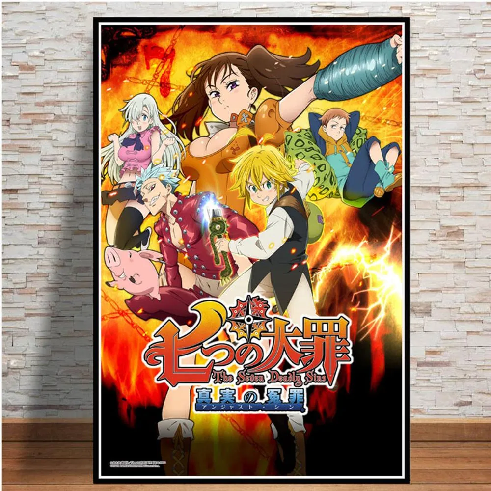 ポスターアンドプリントジャパンアニメコミックThe Seven Deadly Sins Art Painting Wall Art Canvas Wall Picture for Living Room Home Decor5077026