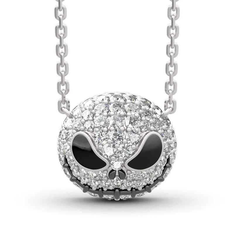 Hanreshe cauchemar avant noël crâne collier pendentif chaîne Punk cristal bijoux citrouille Jack émail noir Necklace1237F