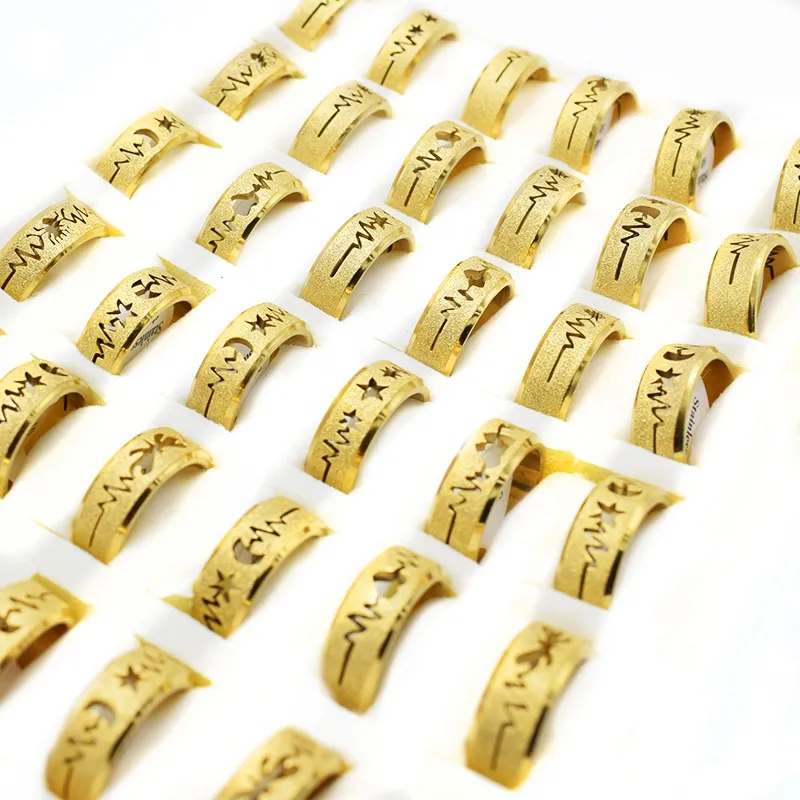 20 peças mix mix estilo moda anéis de aço inoxidável masculino jóias colorido de ouro boêmio toca toda a largura 8mm1264517