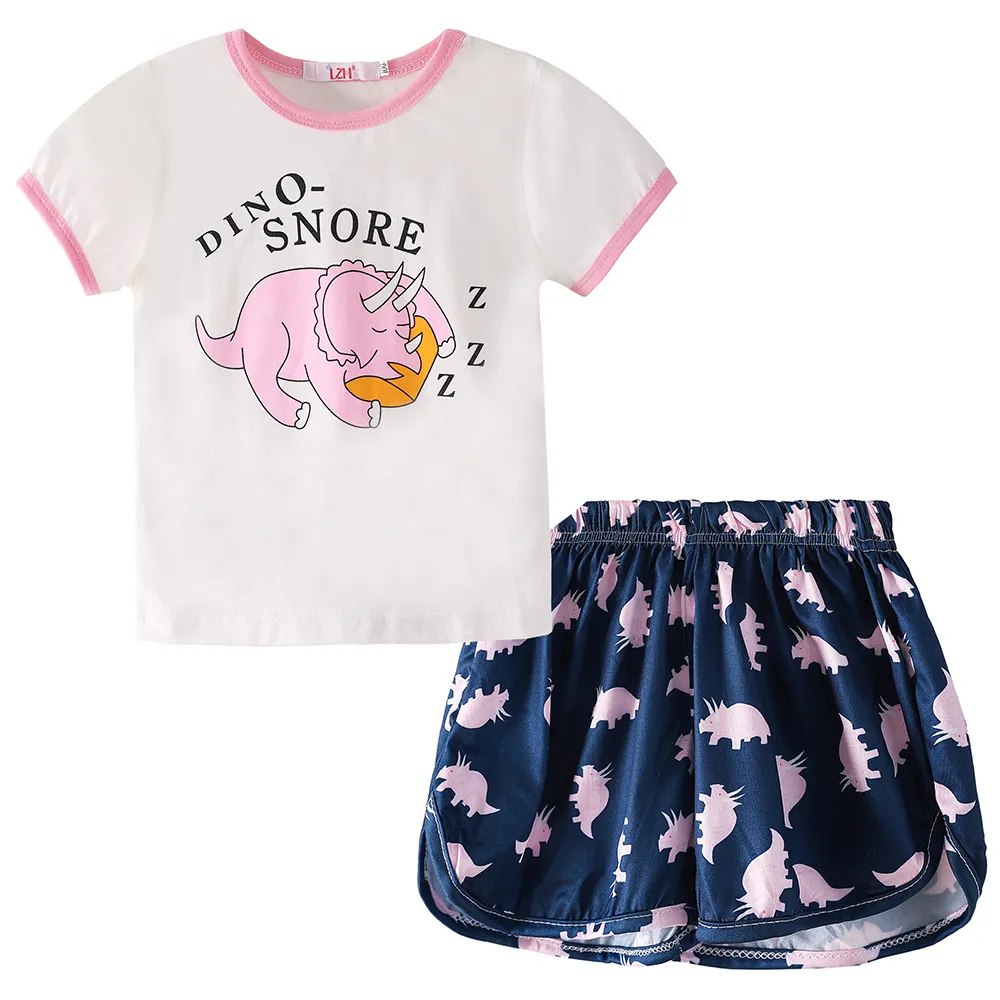 2020 가을 패션 어린이 잠옷 세트 분홍색 아기 옷 보라색 잠옷을위한 보라색 잠옷 4-12 세 Y200919282a