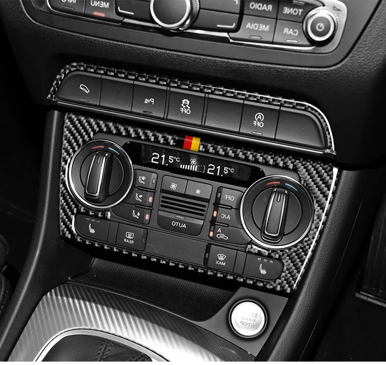 Accessori auto Interni Adesivo auto in fibra di carbonio Console CD Manopola del condizionatore d'aria Telaio Strisce Copertura Trim Audi Q3 2013-2018243o