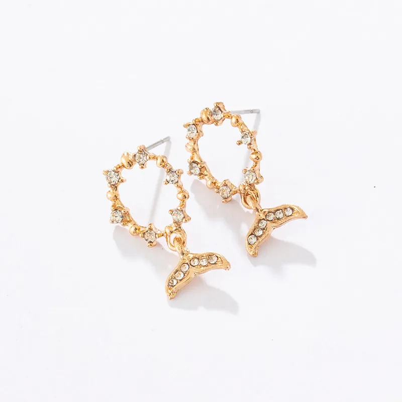 Kolczyki z rybackim kolczykiem kryształowy kolczyka geometryczna syrena dla kobiety koreańskie bijoux imprezowe prezenty biżuterii w całości 270g