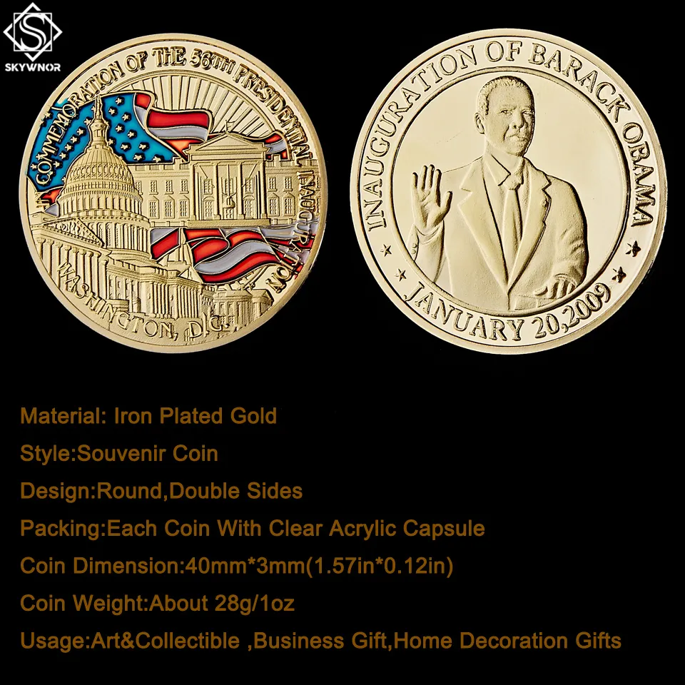 10st 44: e USA: s president Barack Obama Inledande färg 24K Gold Plated Challenge Art Coin Collectibles Gifts7846229