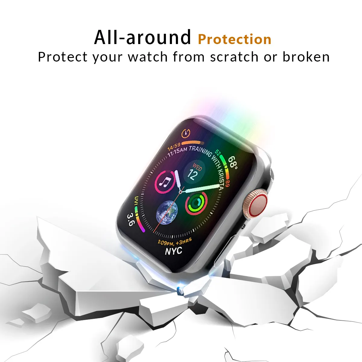 360 Slim Watch Cover for Apple Watch Case 42MM 38MM Soft Clear TPU Screen Protector for iWatch 5 4 3 44MM 40MM waterproof Shell3982356