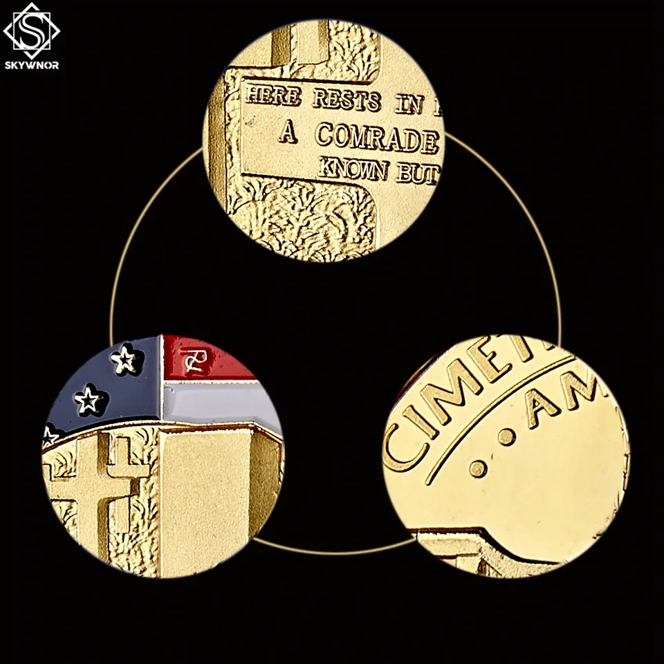 ノルマンディーウォーアンティーククラフト1オンスゴールドメッキアメリカチャレンジコインコレクション用の丸いアクリルボックス付きコイン1409804