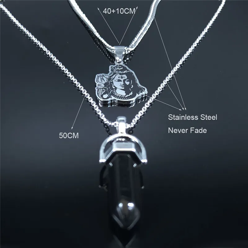 AFAWA Stainless Steel Shiva Parvati Ganesha Art Hindu God Figure Religious Statement Necklace Jewelry bisuteria N3766S03268k
