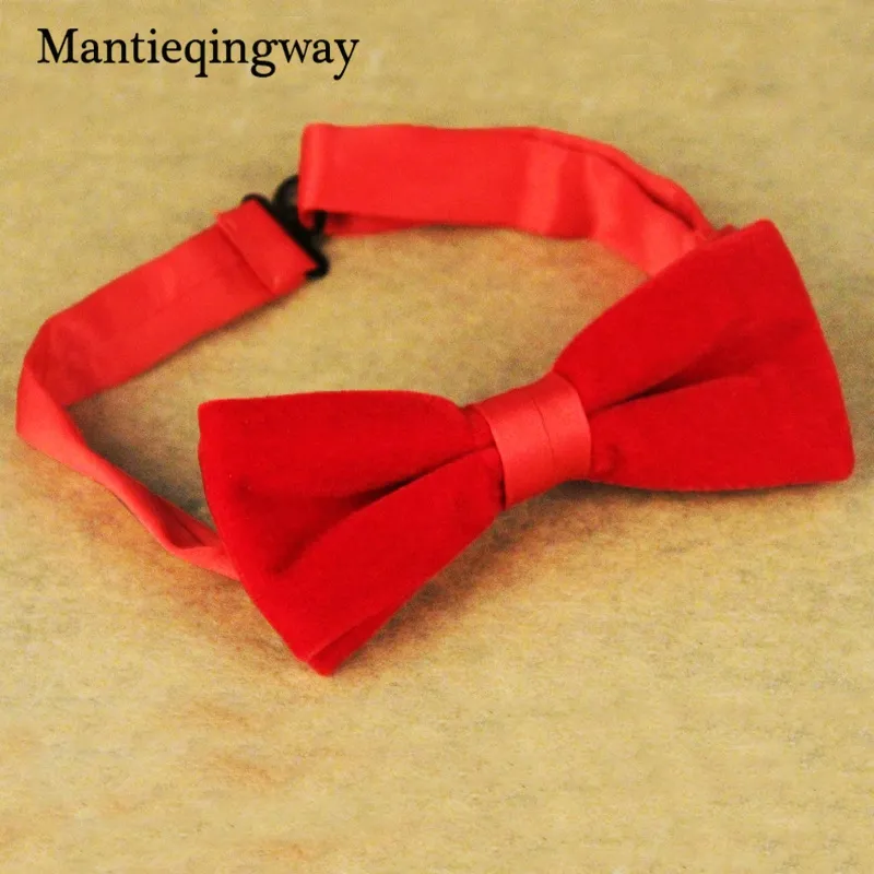 Mantieqingway Men's Bow Ties Velvet Groom Marriage Wedding Bowties Shirt Collar Tie Solid Color Black Red Necktie For Men12991