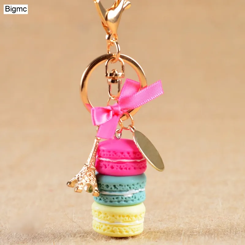 Macarons Kek Anahtar Zinciri Güzel Sevimli Fransa Kek Macarons Laduree Keychain Araba Anahtar Yüzük Kadın Çanta Kolye Hediye Takı 172781292E