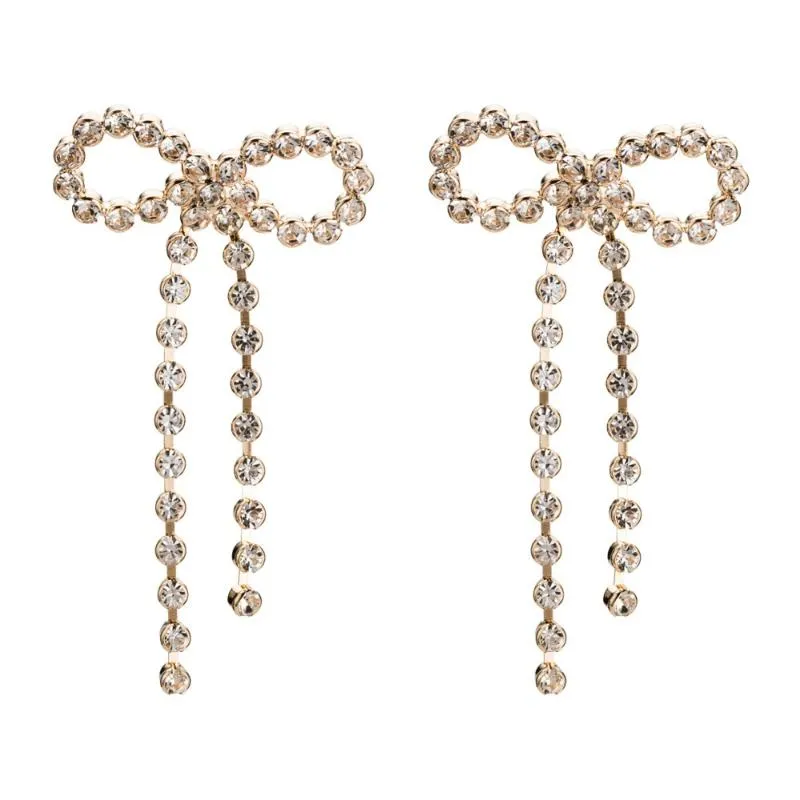 Novo brilhante strass arco nó em forma de brincos para mulheres acessórios de moda boutique senhora brincos de declaração jóias289w