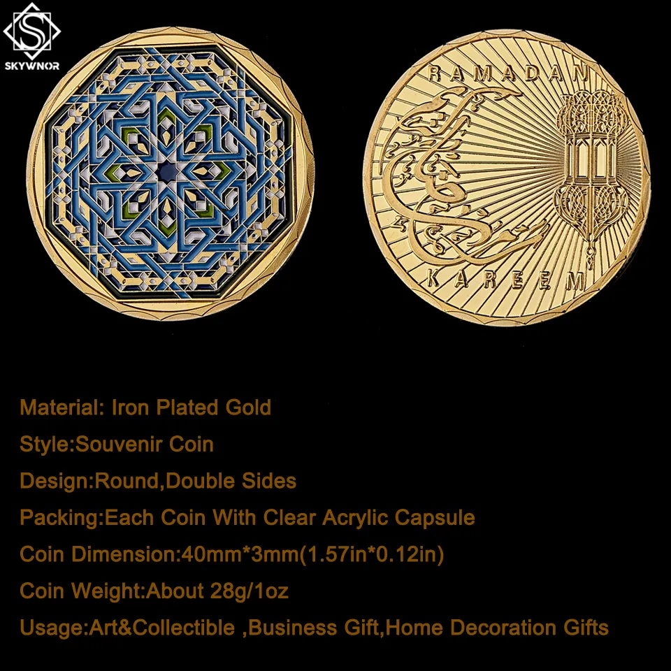 S Arabia Islam muzułmanin Ramadan Kareem Festival Octagon rzemieślniczy ilustracja Gold Patled Commorative Mones Collectibles3123397