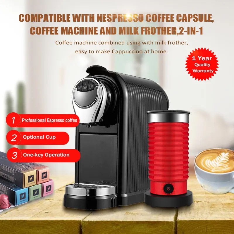 Machine à café à capsules HiBREW cafetière expresso combinée avec mousseur à lait argenté MF04/MF802 pour la maison