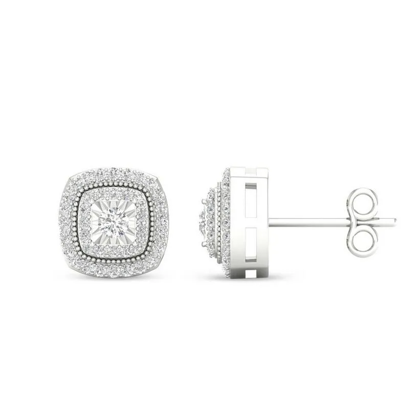 Choucong superbe bijoux de luxe boucle d'oreille carrée en argent sterling 925 pavé de saphir blanc CZ diamant pierres précieuses fête femmes Stud Earr258v