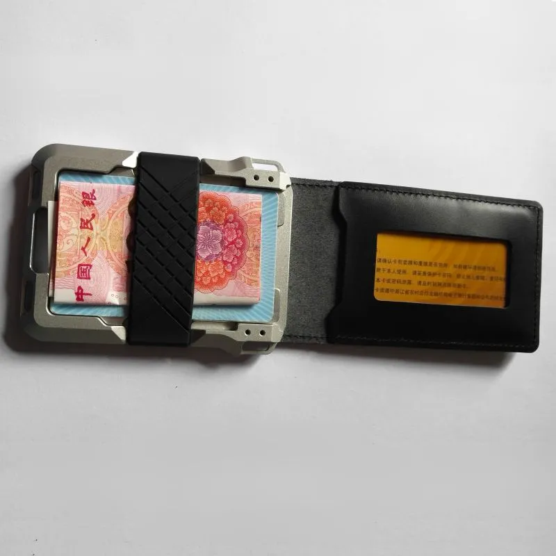 Echte Leder Magic Wallet ID Bank Card Hülle Schlüsselhalter für Männer Frauen Anti -rfid Aluminium Metall Brieftaschen Halter235o