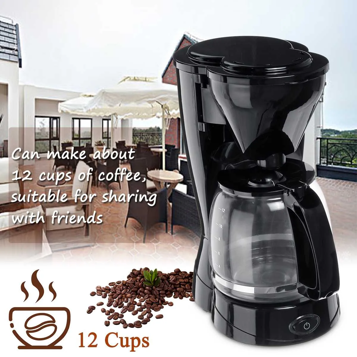 Warmtoo 1500ml 220 V 12-Cups Automatische Elektrische Druppel Koffiezetapparaat Espresso Cafe Thee Koffie Potten Anti-Druppel Apparaat