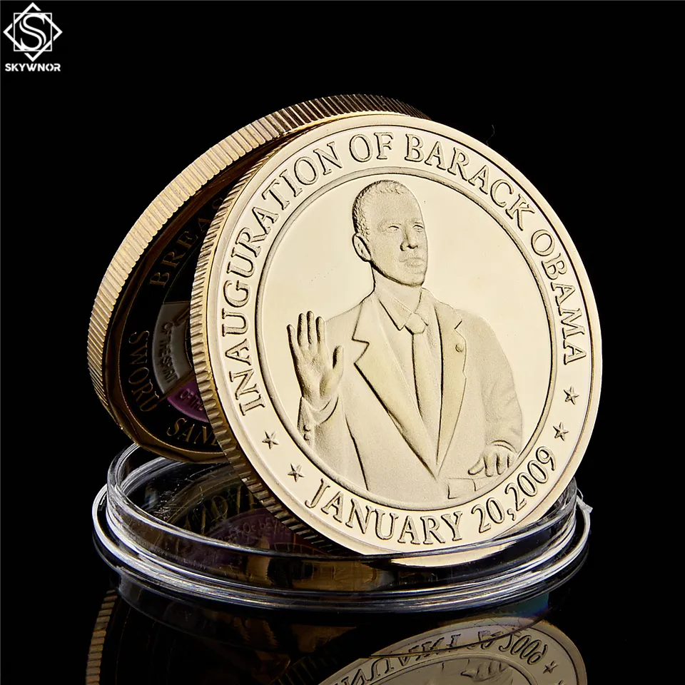 10st 44: e USA: s president Barack Obama Inledande färg 24K Gold Plated Challenge Art Coin Collectibles Gifts7846229