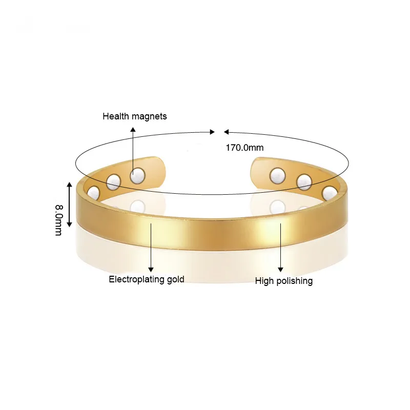 Bangle gezonde magnetische armband voor vrouwen Power Therapy Magnets Magnetiet Bracelets Bangles Men Health Care Sieraden Copper228H