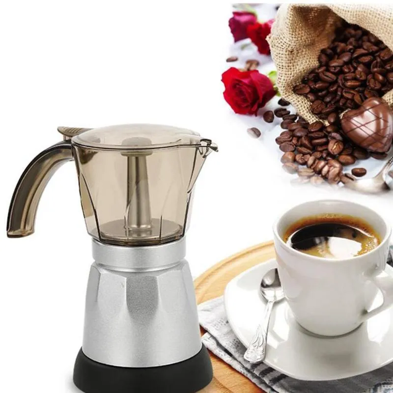 Cafetière électrique Portable de 300ml, en alliage d'aluminium, expresso moka, outils de percolateur, filtre, Machine à expresso italienne