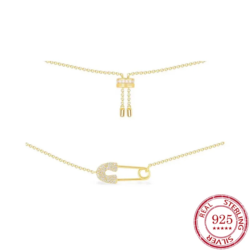 Collares colgantes Pon Collar de personalidad Femenina Clip S925 Pulsera de cadena de clavícula de plata esterlina Diseño de nicho1247j