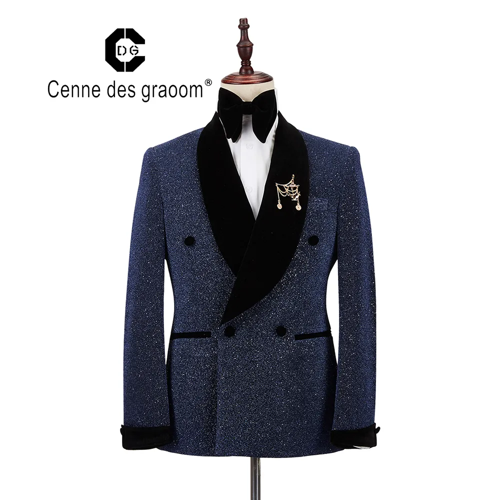 2020 Cenne des Graoom New Men Stuit Tuxedo Two Pieces double Breched Slim Fit Shawl Lapel Wedding Party Singer Costume DG-DES LJ20202Z