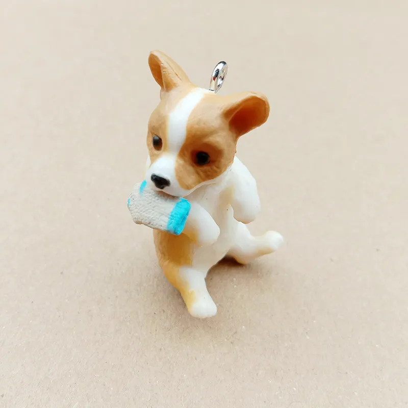 Encantos 30-50mm moda artesanato animal jóias resina 3d cão de estimação filhote de cachorro para chaveiro fazendo pingentes pendurado artesanal diy material1290i