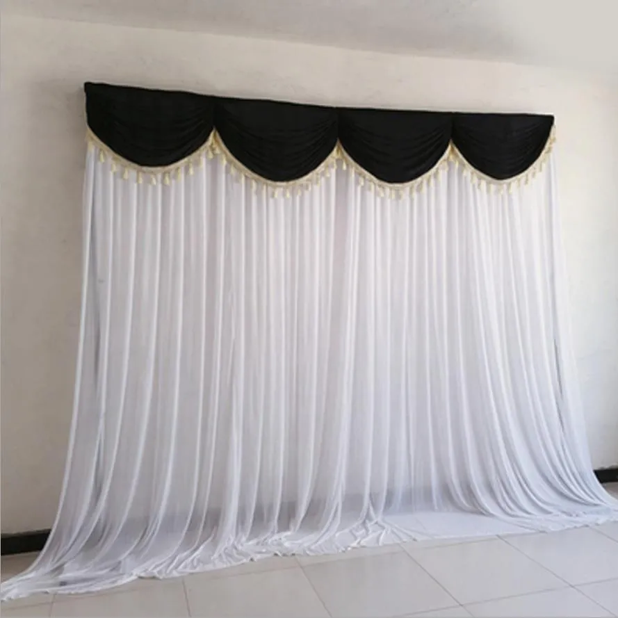 10x10ft ijs zijde elegante bruiloft achtergrond gordijn drape bruiloft benodigdheden gordijn gordijnen achtergrond voor feestevenement gebonden Piped276d