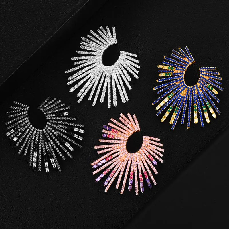 Dangle & Chandelier GODKI Luxury Fireworks Stud Earrings For Women Wedding Cubic Zirconia Dubai Bridal Costume Jewelry 2021 Summer244K