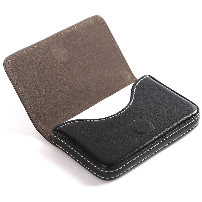 BONAMIE Large Capacity Unisex Business Card Case ID Pouch Women Pu Leather Card Box Man Holder Black Brown Dropship228k