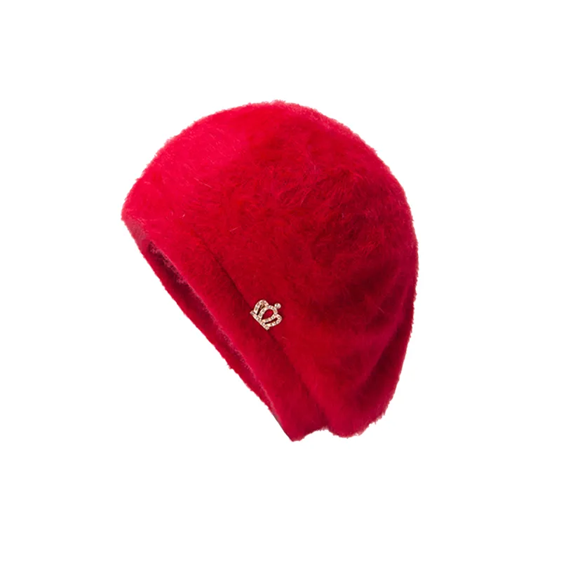 Dcebey inverno quente chique coroa sólida para mulheres protetor de orelha slouchy chapéu senhoras moda feminina boina chapéu cashmere cap195w