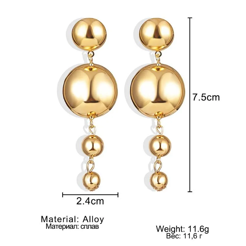 En stor metallguldfärg stora pärlor kul örhängen för kvinnor länge hängande droppe droppörhängen modeparty smycken1292m