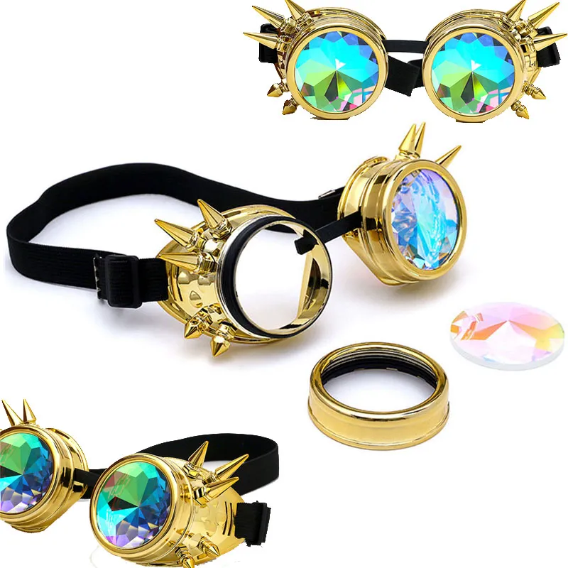 FLORATA калейдоскоп красочные очки Rave Festival Party EDM солнцезащитные очки с дифрагированными линзами очки в стиле стимпанк309m