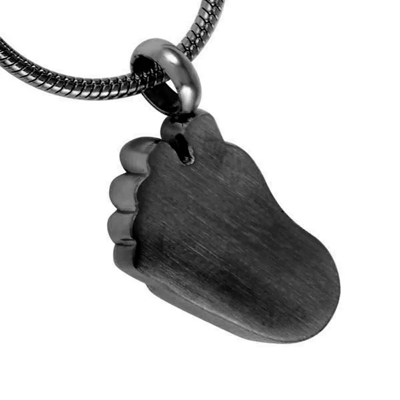 IJD8041 pendentif souvenir de crémation en acier inoxydable en forme de pied de bébé pour tenir les cendres collier d'urne bijoux commémoratifs humains 209u