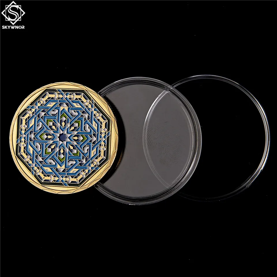 S Arabia Islam Muslim Ramadan Kareem Festival Octagon Craft Illustration Gold Plated Commemorative Coins Collectibles3123397
