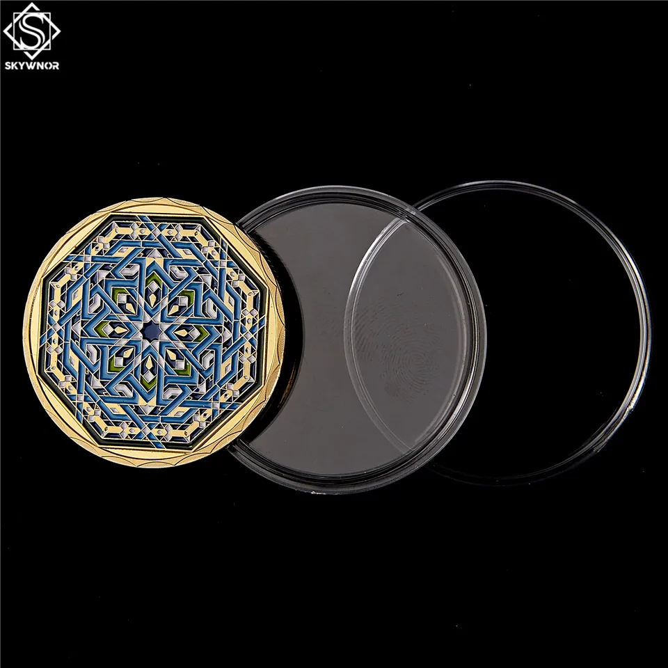 S Arabia Islam muzułmanin Ramadan Kareem Festival Octagon rzemieślniczy ilustracja Gold Patled Commorative Mones Collectibles3123397