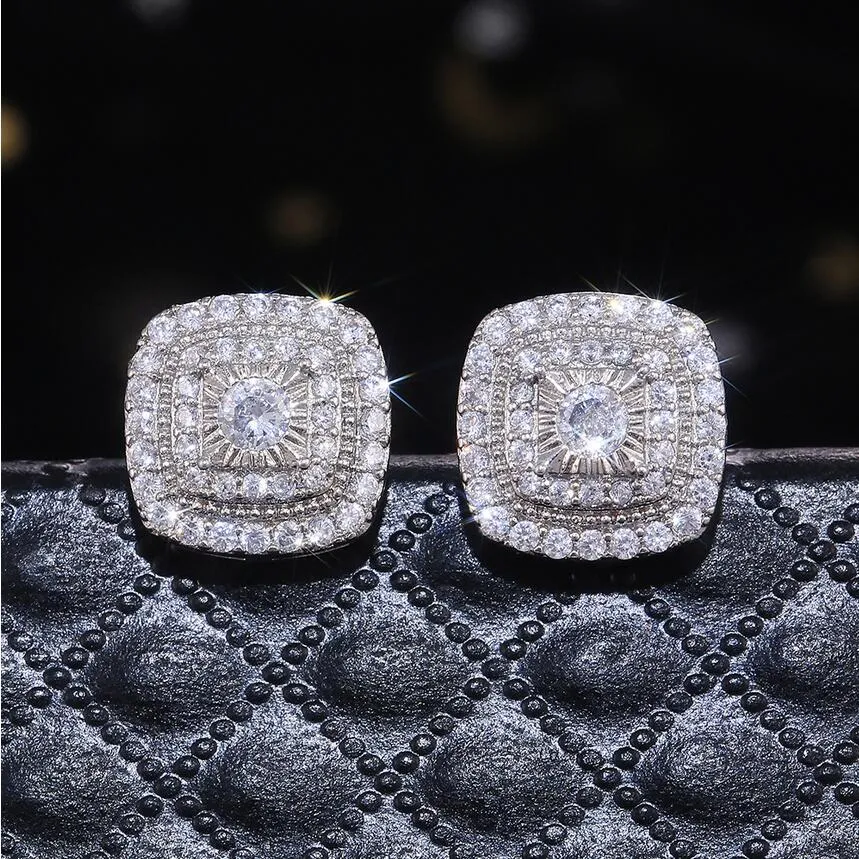 Choucong superbe bijoux de luxe boucle d'oreille carrée en argent sterling 925 pavé de saphir blanc CZ diamant pierres précieuses fête femmes Stud Earr258v